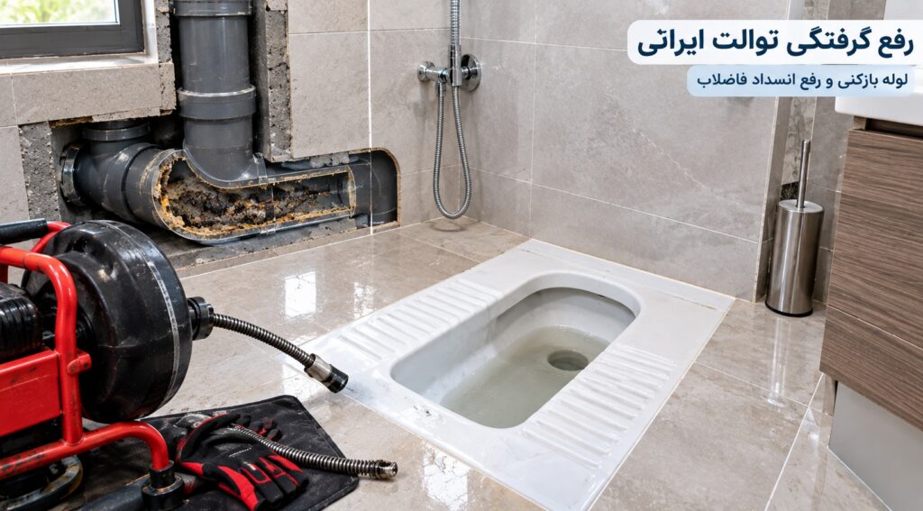 رفع گرفتگی توالت ایرانی